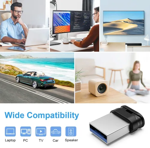 Miniatura 6 de RAOYI Paquete de 5 unidades de 16GB USB 3.0, unidad flash USB mini ultra delgada con cordón - Negro