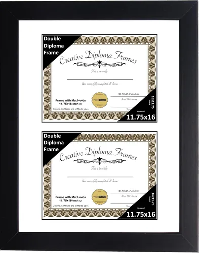 Miniatura 50 de Creative Picture Frames Marco de diploma doble clásico negro de 6 x 8 pulgadas con vidrio negro y colgador de pared instalado