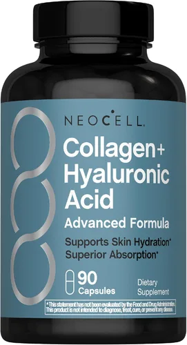 NeoCell Cápsulas de péptidos de colágeno | 90 unidades | Más ácido hialurónico | Hidratación de la piel | Absorción superior | Suplemento avanzado