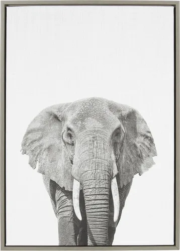 Miniatura 10 de Kate and Laurel Sylvie - Lienzo enmarcado con diseño de elefante y retrato en blanco y negro, arte de pared por Simon Te Tai, 23 x 33 pulgadas
