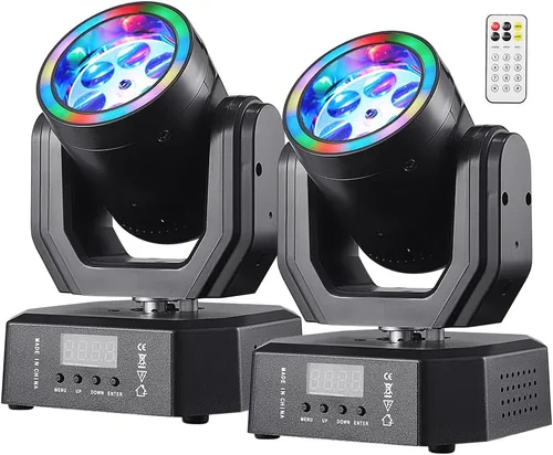 Miniatura 8 de Mini luz de cabeza móvil, 30 W, luces LED compactas para escenario, haz de cabeza móvil con efectos de halo, control remoto/DMX512/control de sonido