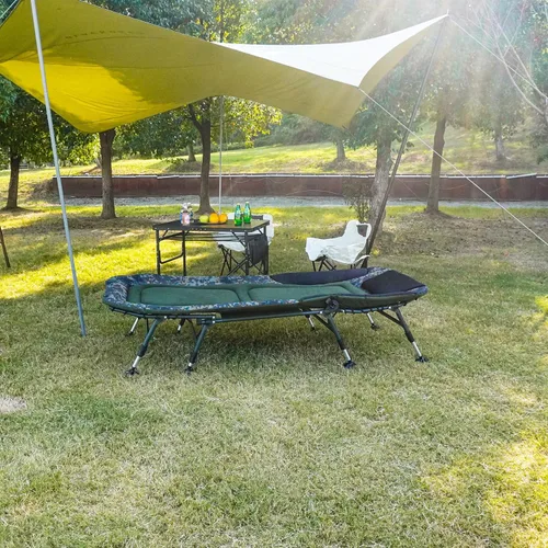 Miniatura 5 de Catre de camping plegable con colchón para adultos, catre militar resistente con bolsa de transporte, tumbona reclinable ajustable de 180°
