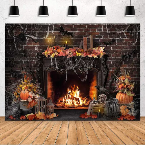 Miniatura 2 de Avezano Telón de fondo gótico para fotografía de chimenea de Halloween, fiesta de Halloween, decoración de fiesta de Halloween, accesorios de sesión