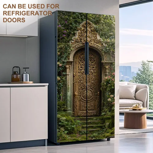 Miniatura 6 de Enchanted Secret - Mural para puerta de jardín, despegar y pegar, cubiertas decorativas de puerta de arco floral talladas vintage, adhesivo