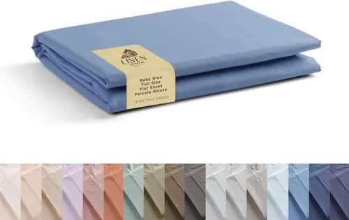 Miniatura 74 de Sábanas de 100% algodón percal, tamaño King, 1 sábana encimera, ropa de cama fresca, resistente y transpirable, crema