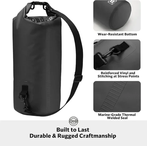 Miniatura 3 de STOVER 5/10/25/30/40/55L Waterproof Dry Bag- Roll-Top Backpack w/Phone Case- Kayaking, Hiking, Camping, Boating- Men/Women 10L negro