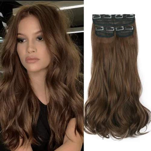 Miniatura 12 de Extensiones de cabello con pinzas, balayage, color marrón oscuro medio a rubio ceniza pálido, juego de 3 piezas, 16 pulgadas, 5.23 onzas, invisible