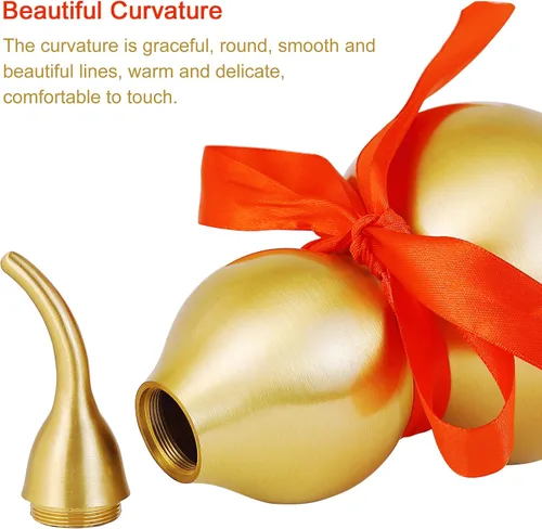 Miniatura 3 de Calabaza de latón Feng Shui Wu Lou con tira de la suerte roja para decoración de decoración de decoración del hogar, 7.87 pulgadas de alto, latón