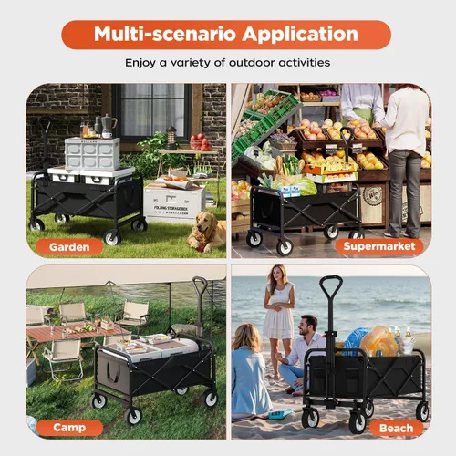 Miniatura 3 de PayLessHere Carrito plegable con ruedas Negro Carrito plegable resistente con capacidad de 330 libras con ruedas todo terreno y mango Azul