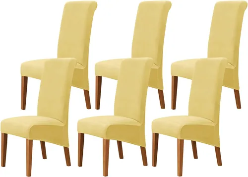 Miniatura 23 de Juego de 2 fundas de terciopelo para sillas de comedor, color beige, fundas elásticas para sillas de comedor y cocina, reutilizables, protector