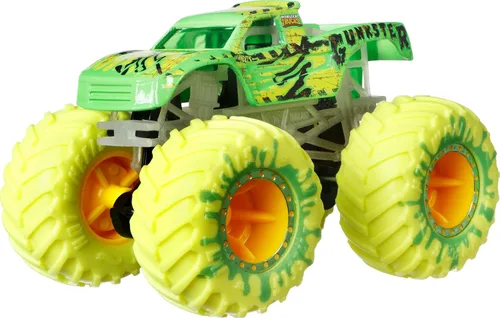 Miniatura 5 de Hot Wheels Toy Monster Trucks - Paquete de 10 vehículos a escala 1:64 que brillan en la oscuridad, juego de 5 camiones y 5 autos, vehículos de juego