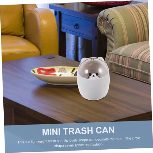 Miniatura 6 de SEWACC Bote de basura de escritorio lindo de dibujos animados para mesa de basura, mini papelera de escritorio con tapa, pequeño bote de basura