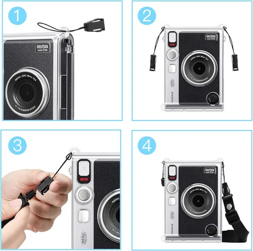 Miniatura 5 de Fintie - Estuche protector transparente para cámara Fujifilm Instax Mini EVO - Cubierta de PVC duro de cristal con correa de hombro extraíble