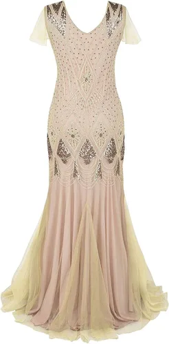 Miniatura 3 de Vestido largo de Gatsby Flapper con lentejuelas vintage de los años 20 para mujer, vestido formal de boda, noche, vestido de cóctel para fiesta