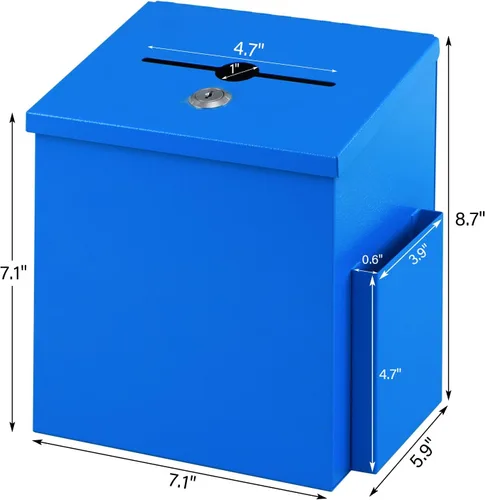 Miniatura 5 de xydled Buzón de votos y donación montado en la pared con 50 tarjetas de sugerencia, caja de colección de sugerencias de metal con cerradura