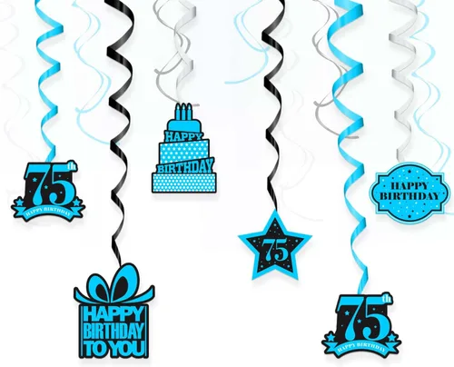 Miniatura 11 de Cartel colgante de feliz cumpleaños número 10 con diseño de remolinos y estrellas, confeti de felicitación a los 10 años de edad, cumpleaños, Hello