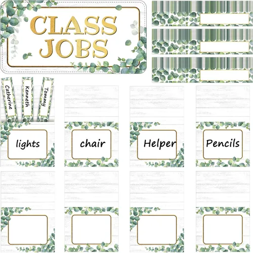 Miniatura 16 de Zonon Class Jobs Tablero de Anuncios Colorido para Trabajos de Clase Conjunto de Gráfico de Bolsillos Ayudante del Maestro Decoración de Pizarra