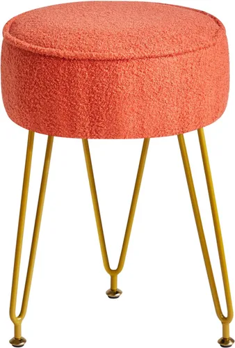 Miniatura 15 de IBUYKE Reposapiés otomano redondo de terciopelo teddy, mesa auxiliar de tocador de maquillaje, asiento de mesa de tocador de terciopelo, puf Negro