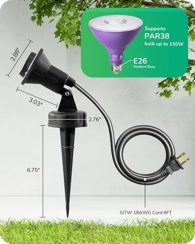 Miniatura 5 de EDISHINE Focos de 120 V para exteriores, luces LED de inundación enchufables, enchufe de luces de paisaje impermeables, cable de 6 pies, base E26