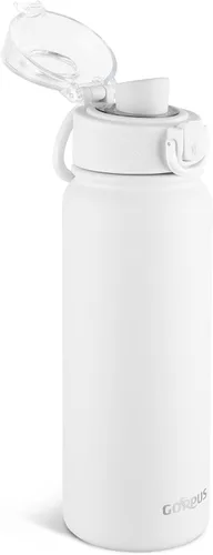 Miniatura 17 de GOPPUS Botella de agua de acero inoxidable aislada de 20 oz sin BPA, excelente para viajes, con tapa para beber - A prueba de fugas y sudor con tapa