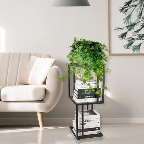 Miniatura 2 de Soporte para plantas de interior de 29 pulgadas, esquina de 3 niveles con estante de malla de metal resistente, moderno soporte decorativo