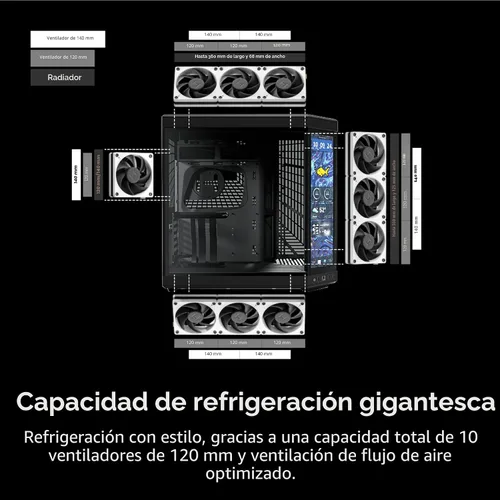 Miniatura 7 de HYTE Y70 - Caja ATX de torre intermedia Touch Infinite de doble cámara con estética moderna y pantalla táctil LCD de 2.5K integrada, color negro