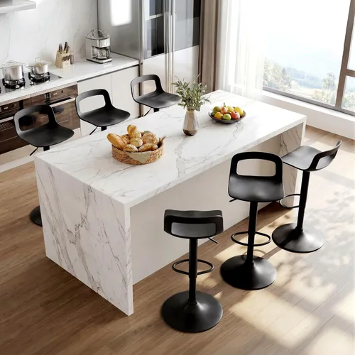 Miniatura 8 de LSSPAID Juego de 4 taburetes de bar giratorios de 360° de altura ajustable con respaldo y reposapiés, sillas de bar modernas de altura de mostrador