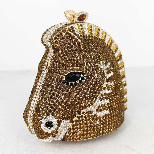 Miniatura 3 de Bolso de mano de cristal para mujer con forma de cabeza de caballo 3D brillante, S