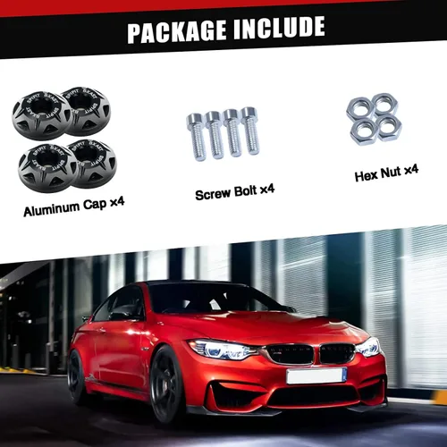 Miniatura 6 de Tornillos para placa de matrícula: kit de tornillos de pernos M6 para placa de matrícula entallados CNC en aleación de aluminio para automóviles