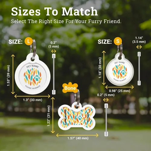 Placa de identificación de perro con código QR, placa de identificación de mascota silenciosa grabada con perfil en línea («diseño de pata»)