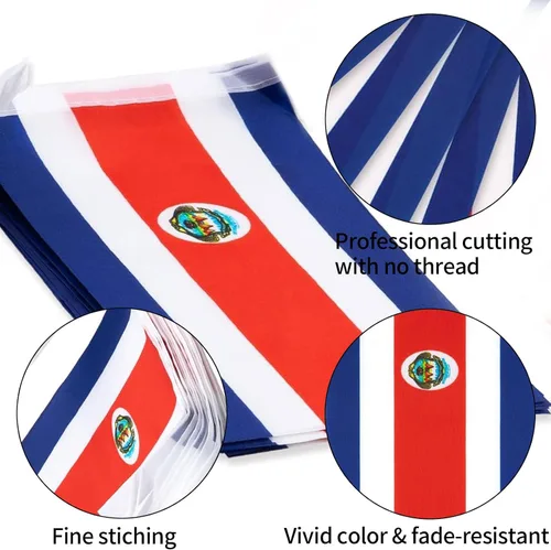 Miniatura 3 de Bandera de Costa Rica Bandera Costarricense, Banderas de Costa Rica de Cuerda Pequeña Mini Banderín de Banderas Costarricenses, Usadas para Fiestas