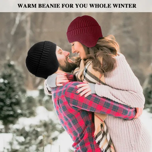 Miniatura 6 de 2 gorros de invierno con orejeras para hombres y mujeres, gorro grueso de punto cálido