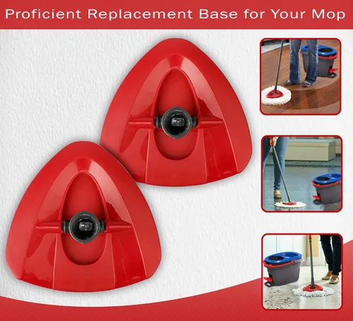 Miniatura 2 de Base de repuesto para fregona de 2 tanques, 2 piezas de 4.7 x 4.7 pulgadas, repuesto de cubierta de cabeza de trapeador triangular giratoria