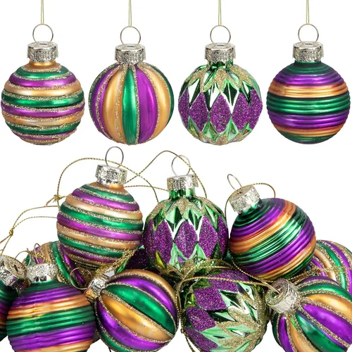 Miniatura 8 de 12 huevos colgantes de cristal para Pascua, huevos de Pascua de 1.8 pulgadas, adornos para colgar, rayas de puntos, decoración de Pascua, huevos
