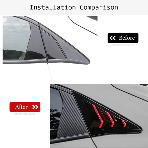 Miniatura 2 de Persianas de fibra de carbono ABS con impresión de fibra de carbono para ventana lateral trasera, rejillas de ventilación de aire, para Honda Civic