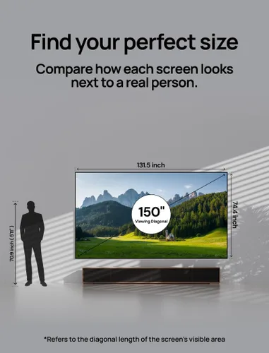 Miniatura 3 de AWOL VISION - Pantalla de proyector de 150 pulgadas con marco fijo, ganancia pico de 1.3 dB, la combinación perfecta con LTV-2500, calidad de imagen
