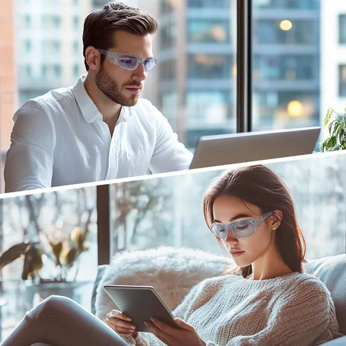 Miniatura 6 de ProtectX Elegantes gafas de seguridad antivaho y resistentes a los arañazos, gafas de protección UV, lentes de bloqueo de luz azul para hombres