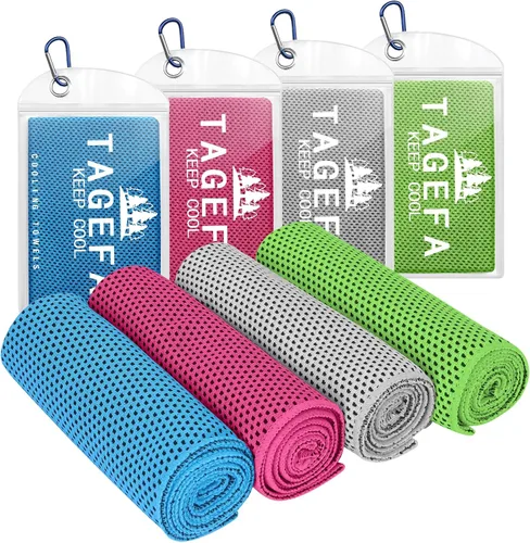 Miniatura 10 de Paquete de 4 toallas refrescantes de 40 x 12 pulgadas con bolsa de transporte, toallas deportivas frías, suaves y transpirables, toalla