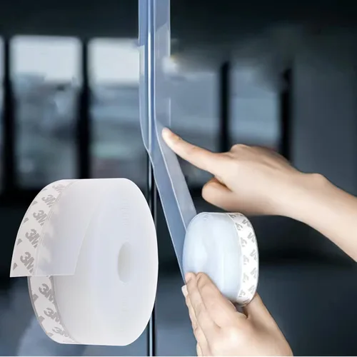 Miniatura 5 de Tira de Sellado para Puerta, 10 MT Tope de Corriente de Puerta Adhesivo Tiras de Sellado de Silicona Ideal para Puertas, Ventanas, Vidrio de Ducha