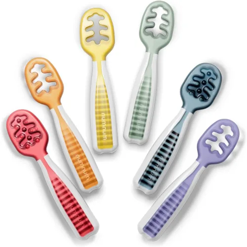 NumNum Juego de Cucharas para Bebé, Baby Essentials Pre-Cuchara GOOtensils para 6+ Meses, Cucharas de Autoalimentación de Primera Etapa para Destete
