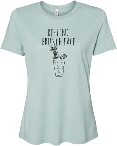 Miniatura 8 de Cute Women's Screen Printed Crew Neck Tee, Shirts With Sayings, Dusty Blue or Olive