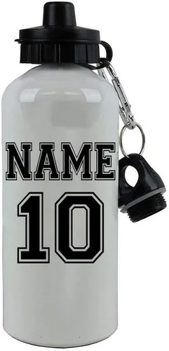 Camiseta personalizada de fútbol, fútbol, béisbol y sóftbol. Añade tu nombre/número, con acabado blanco de aluminio, botella de agua deportiva de 20