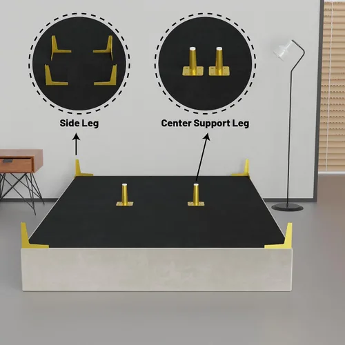 Miniatura 7 de Greaton, Cama de plataforma de madera de terciopelo de alta calidad de 15 pulgadas, duradera, elegante, opciones de multicolor, no necesita somier