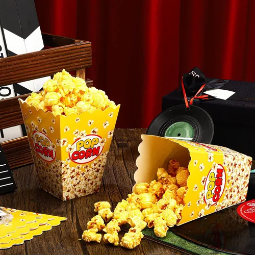 Miniatura 3 de Panelee Paquete de 100 Cajas de Palomitas para Noche de Película Navideña Bolsas de Cubos de Papel Desechables de 24oz Contenedores de Aperitivos a