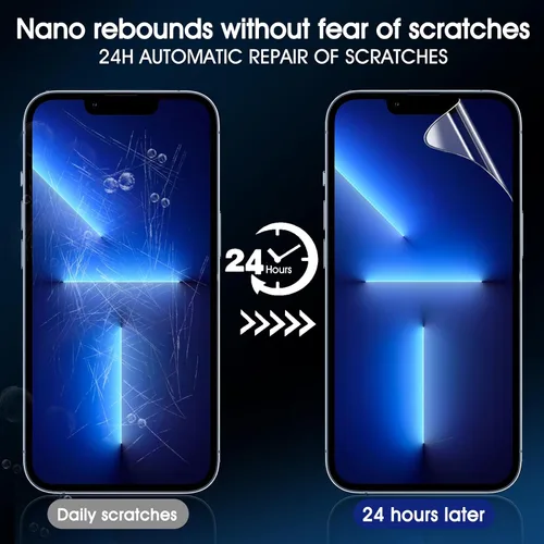 Miniatura 6 de Paquete de 3 protectores de pantalla de TPU para iPhone 13/13 Pro de 6.1 pulgadas, película de hidrogel transparente HD transparente suave