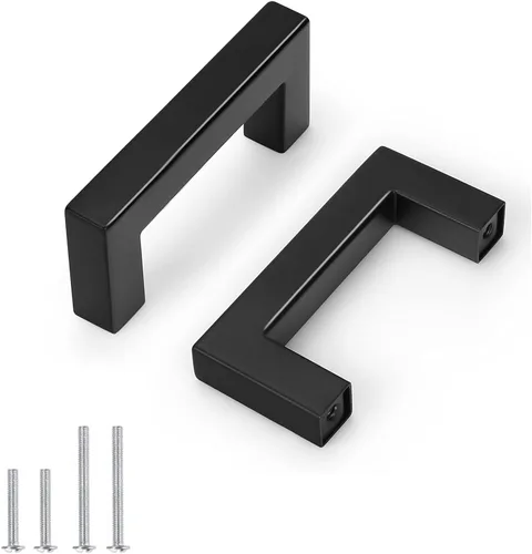 Miniatura 40 de Probrico - Tiradores cuadrados de acero inoxidable para puerta de armario o cajón, color negro, 0.5 pulgadas de ancho