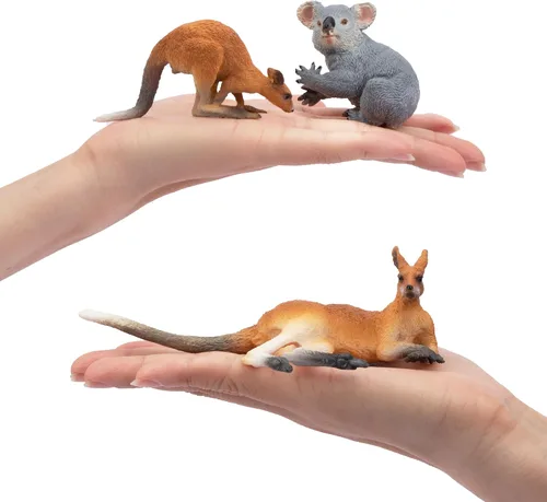 Miniatura 4 de Toymany 7 figuras de animales australianos de vida silvestre que incluyen figura de koala y canguro, juego de figuras de animales de bosque