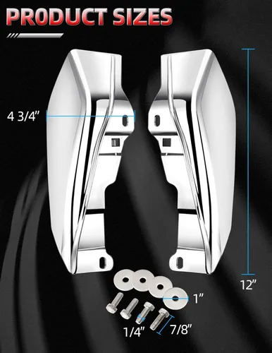 Miniatura 2 de Amazicha Deflector de aire cromado de marco medio compatible con Harley Davidson Touring Electra Glide/Street Glide/Road Glide/Tri Glide/Road King