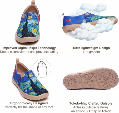 Miniatura 7 de UIN Zapatos deportivos ligeros para mujer para caminar informales con diseño de arte pintados divertidos para viajes vacaciones sonrientes