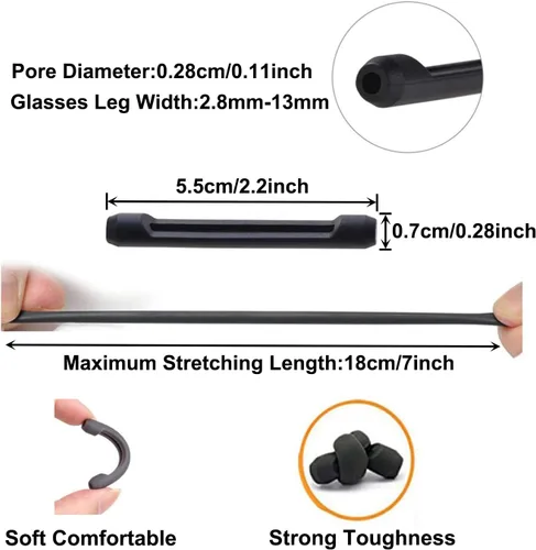Miniatura 4 de Ganchos de silicona para lentes de oreja, soporte para correa de lentes deportivos, puntas de sien, retenedores de gafas antideslizantes, elásticos